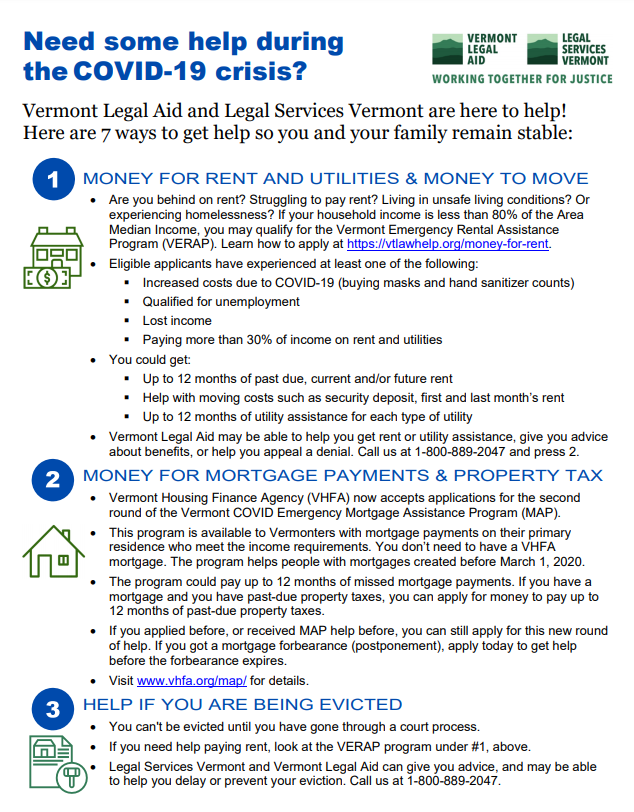 Screenshot of 2-page flyer about 7 ways to get help