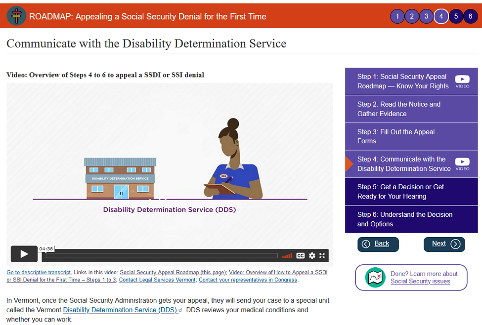 Screenshot of the Social Security Appeal Roadmap