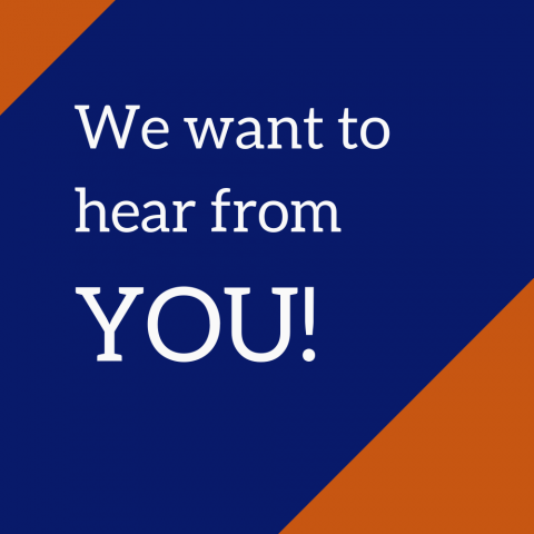 Graphic that says, "We want to hear from you!"