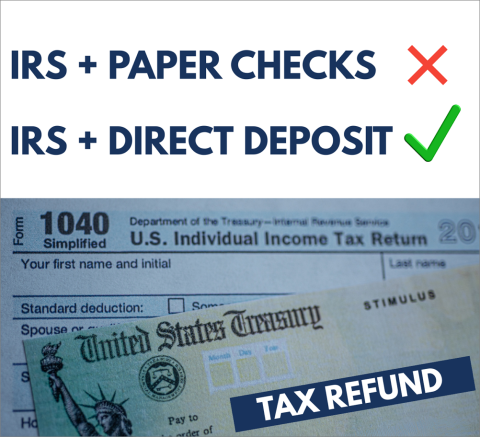 No: IRS + paper checks. Yes: IRS + direct deposit.