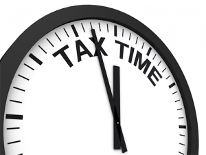 Image of clock announcing Tax Time